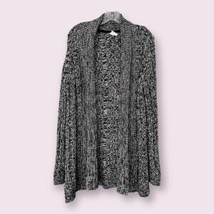 Anthropologie Long Oversized Knit Cardigan Grey Relaxed Fit Womens Size Large